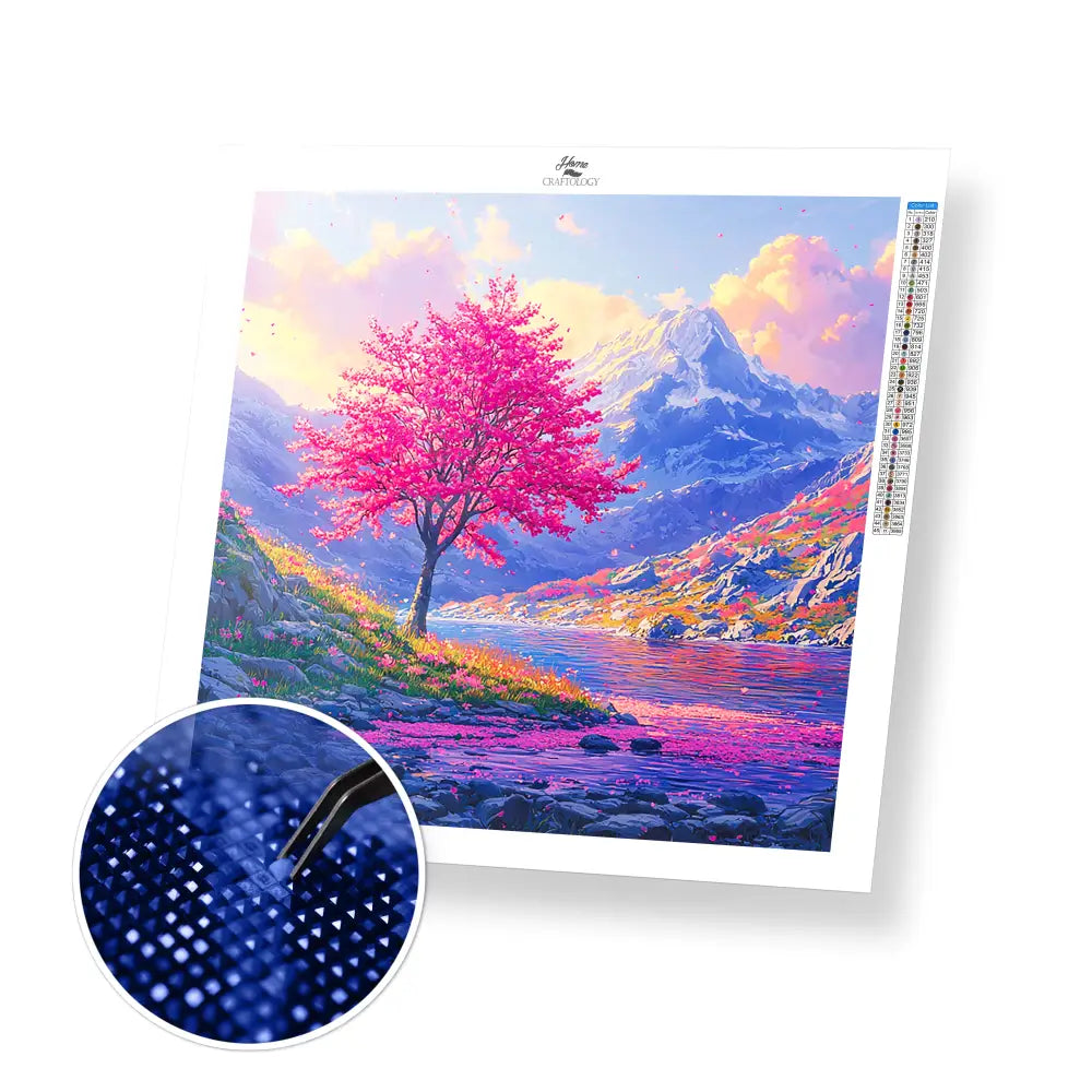 New! Single Pink Tree - Exclusive Premium Diamond Painting Kit - 30x30cm / 12x12’’ / Square (Most Popular) / No Frame