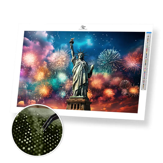 New! Statue of Liberty Fireworks - Exclusive Premium Diamond Painting Kit - 50x30cm / 20x12’’ / Square (Most Popular)