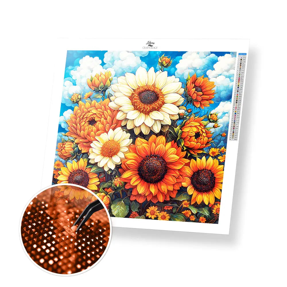 New! Sunflower Clouds - Exclusive Premium Diamond Painting Kit - 30x30cm / 12x12’’ / Square (Most Popular) / No Frame