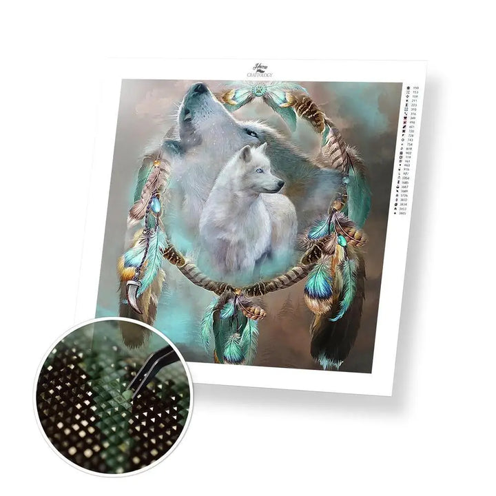 New Wolf Dreamcatcher - Exclusive Premium Diamond Painting Kit - 40x40cm / 16x16’’ / Square (Most Popular) - Diamond
