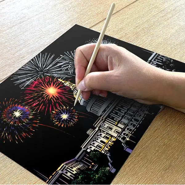 New Year Fireworks Scratch Painting Bundle (A4 Size) - Scratch Painting