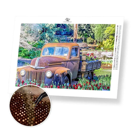 Old Pickup Truck - Premium Diamond Painting Kit - 45x30cm / 18x12’’ / Square (Most Popular) - Diamond Painting Kit