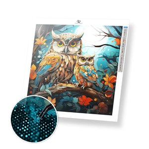 Owl Family - Exclusive Premium Diamond Painting Kit - 30x30cm / 12x12’’ / Square (Most Popular) - Diamond Painting Kit