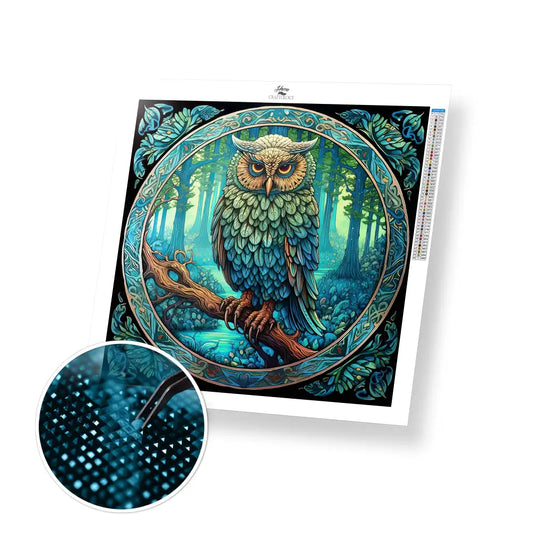 Owl Forest Mandala - Exclusive Premium Diamond Painting Kit - 30x30cm / 12x12’’ / Square (Most Popular) / No Frame