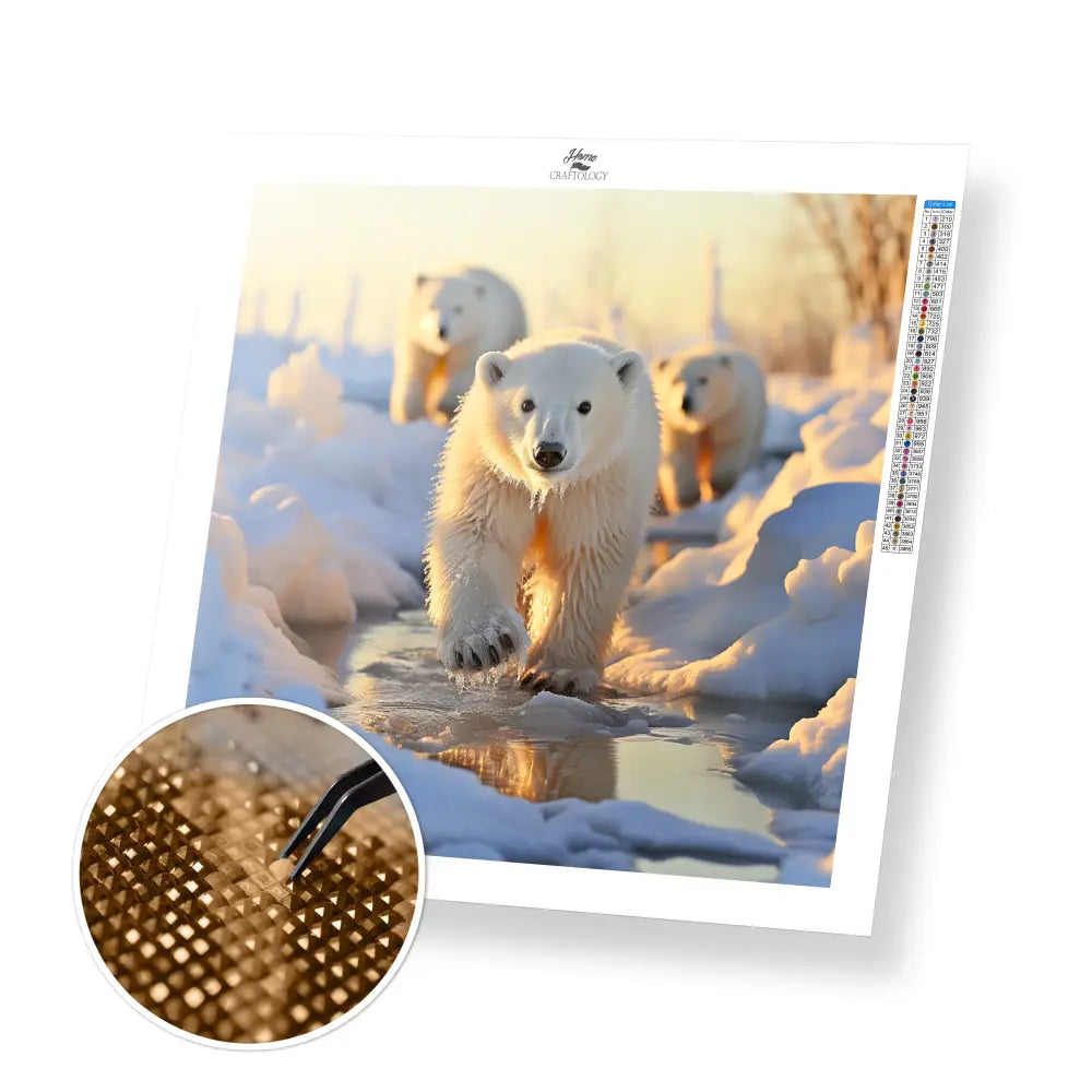Pack of Polar Bears - Exclusive Premium Diamond Painting Kit - 30x30cm / 12x12’’ / Square (Most Popular) - Diamond