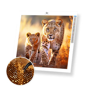 Pair of Leopards - Exclusive Premium Diamond Painting Kit - 30x30cm / 12x12’’ / Square (Most Popular) - Diamond