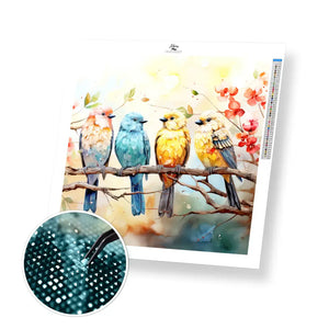 Pairs of Lovebirds - Exclusive Premium Diamond Painting Kit - 30x30cm / 12x12’’ / Square (Most Popular) - Diamond