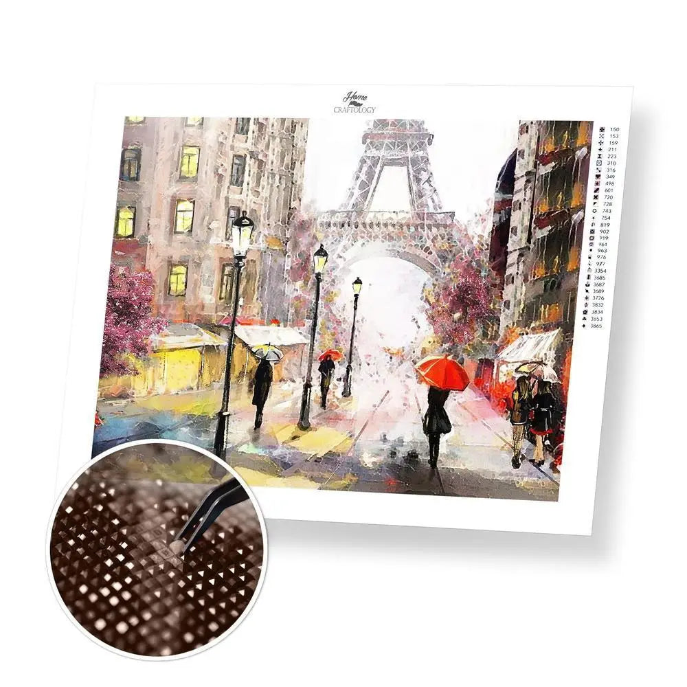 Paris in the Rain - Exclusive Premium Diamond Painting Kit - 25x20cm / 10x8’’ / Square (Most Popular) - Diamond