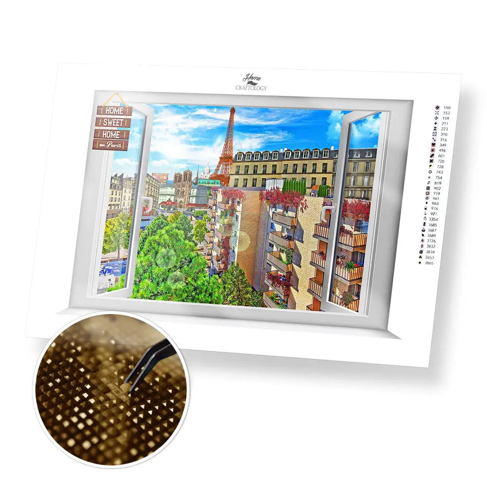 Paris Window - Premium Diamond Painting Kit - 45x30cm / 18x12’’ / Square (Most Popular) - Diamond Painting Kit