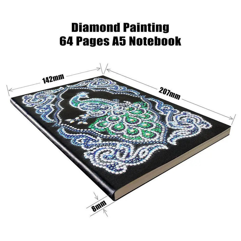 Peacock - Diamond Painting A5 Notebook - Notebook