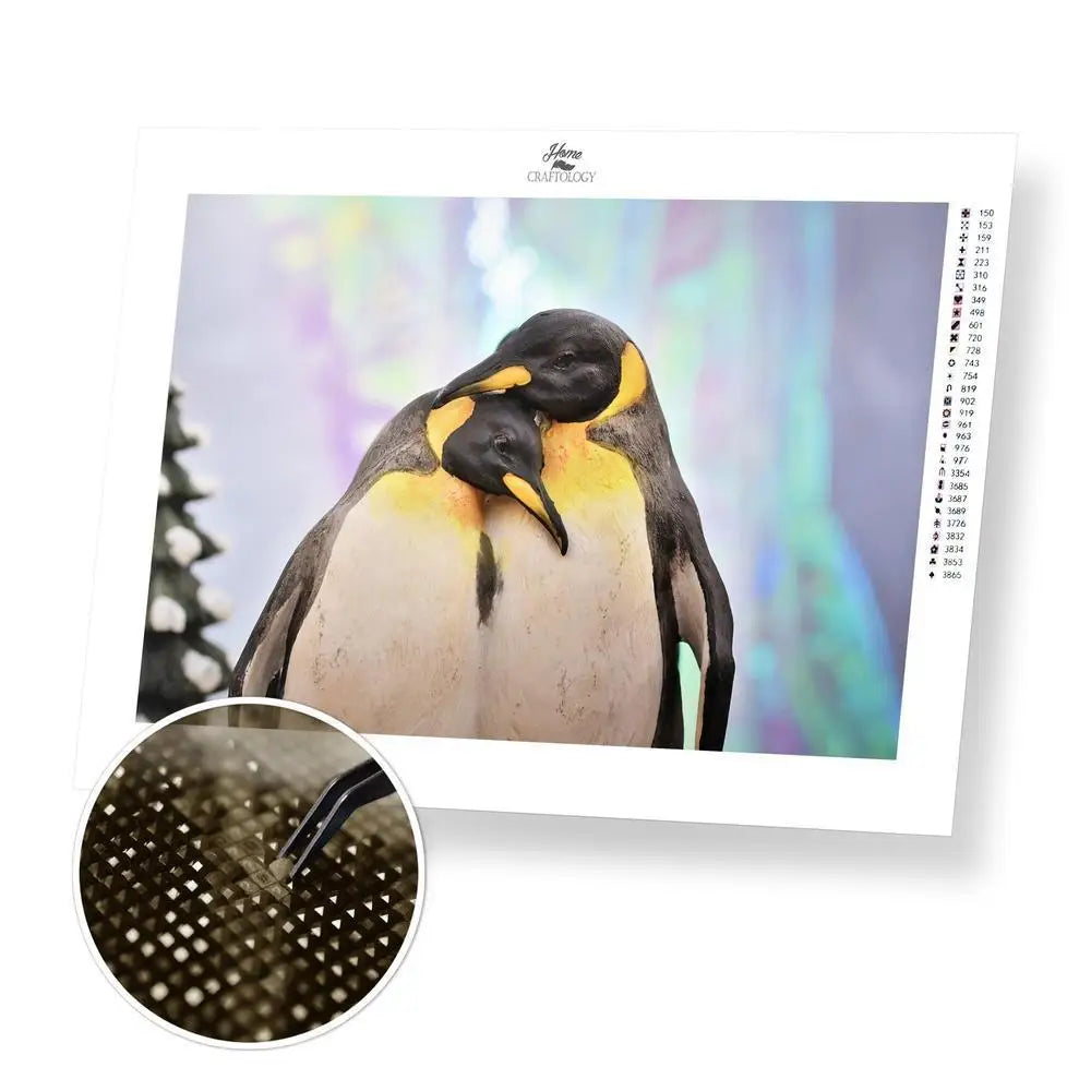 Penguin Couple - Premium Diamond Painting Kit - 45x30cm / 18x12’’ / Square (Most Popular) - Diamond Painting Kit