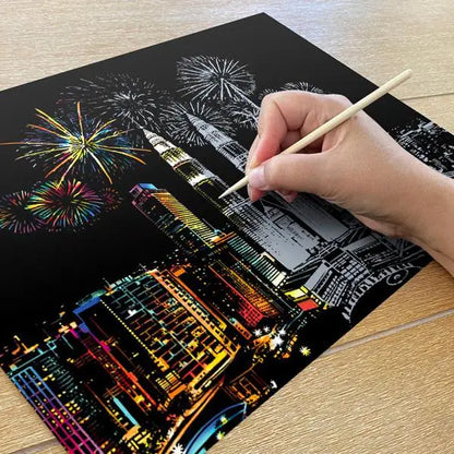 Petronas Towers Malaysia - Scratch Painting Kit - Scratch Painting