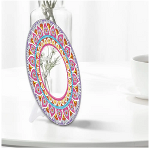 Pink and Orange Flower - Diamond Painting Mirror - Mirror