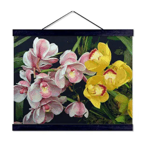 Pink and Yellow Orchids - Exclusive Premium Diamond Painting Kit - Diamond Painting Kit