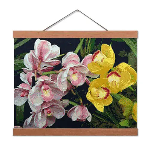 Pink and Yellow Orchids - Exclusive Premium Diamond Painting Kit - Diamond Painting Kit