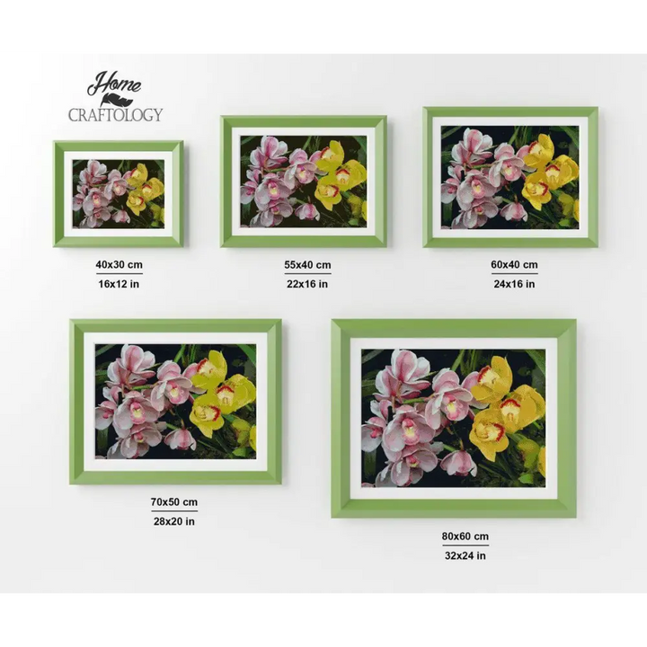 Pink and Yellow Orchids - Diamond Painting Kit - Home Craftology