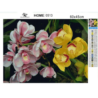 Pink and Yellow Orchids - Diamond Painting Kit - Home Craftology
