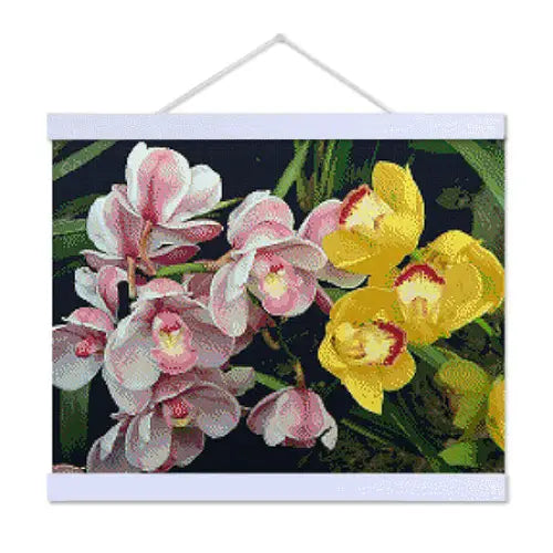 Pink and Yellow Orchids - Exclusive Premium Diamond Painting Kit - Diamond Painting Kit