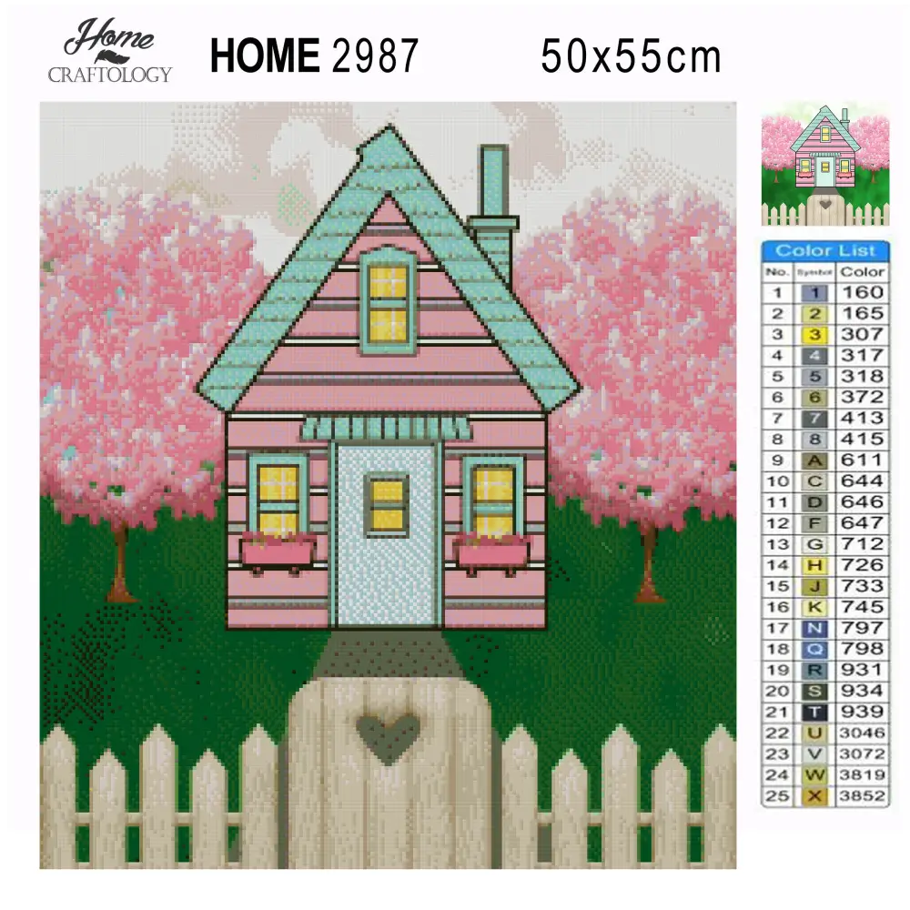 Pink House - Premium Diamond Painting Kit - Diamond Painting Kit