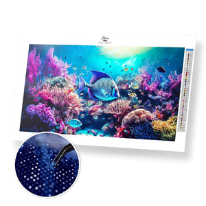 Pink Hues Under the Sea - Premium Diamond Painting Kit - 55x30cm / 22x12’’ / Square (Most Popular) - Diamond Painting