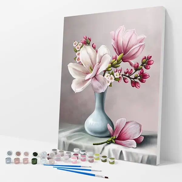 Pink Magnolias Kit - Paint By Numbers - 30x40cm / 12x16’’ / No Frame - Paint By Numbers