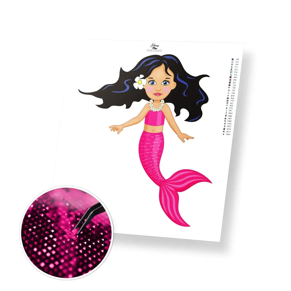 Pink Mermaid - Premium Diamond Painting Kit - 30x35cm / 12x14’’ / Square (Most Popular) - Diamond Painting Kit