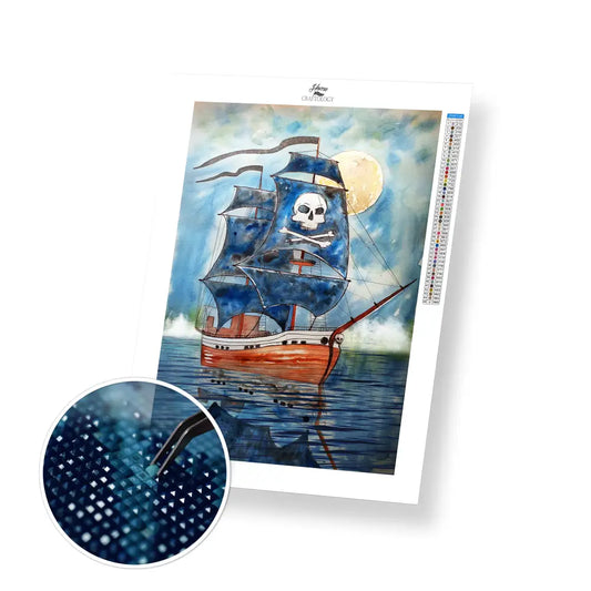 Pirate Ship Painting - Premium Diamond Painting Kit - 30x45cm / 12x18’’ / Square (Most Popular) - Diamond Painting Kit