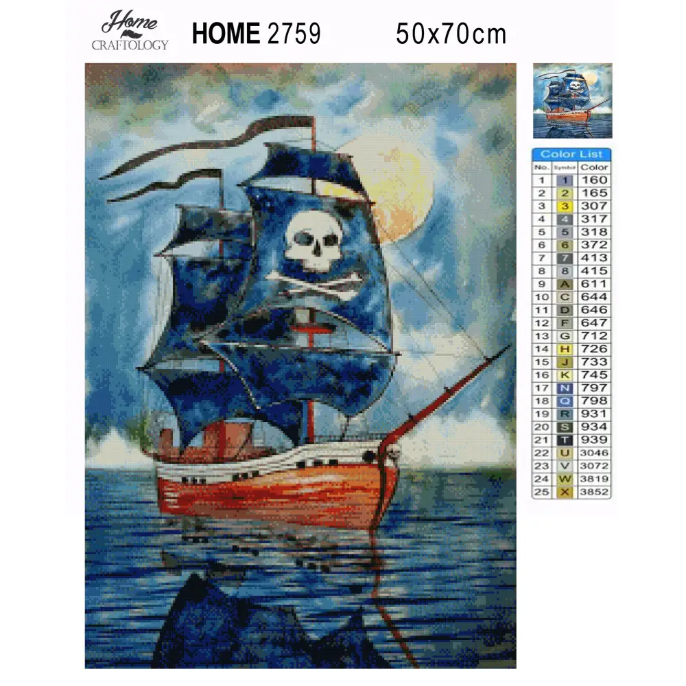 Pirate Ship Painting - Premium Diamond Painting Kit - Diamond Painting Kit