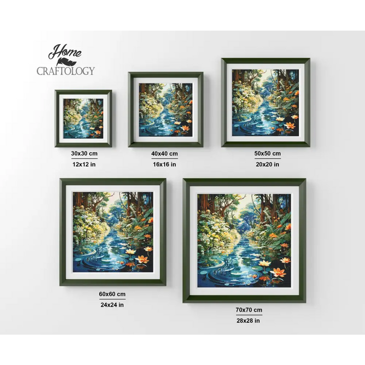 Pond with Flowers - Exclusive Premium Diamond Painting Kit - Diamond Painting Kit