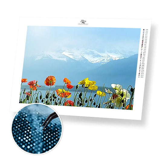 Poppies by Lake Geneva - Premium Diamond Painting Kit - 40x30cm / 16x12’’ / Square (Most Popular) - Diamond Painting Kit