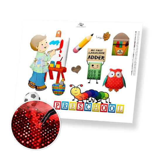 Preschool - Premium Diamond Painting Kit - 35x30cm / 14x12’’ / Square (Most Popular) - Diamond Painting Kit