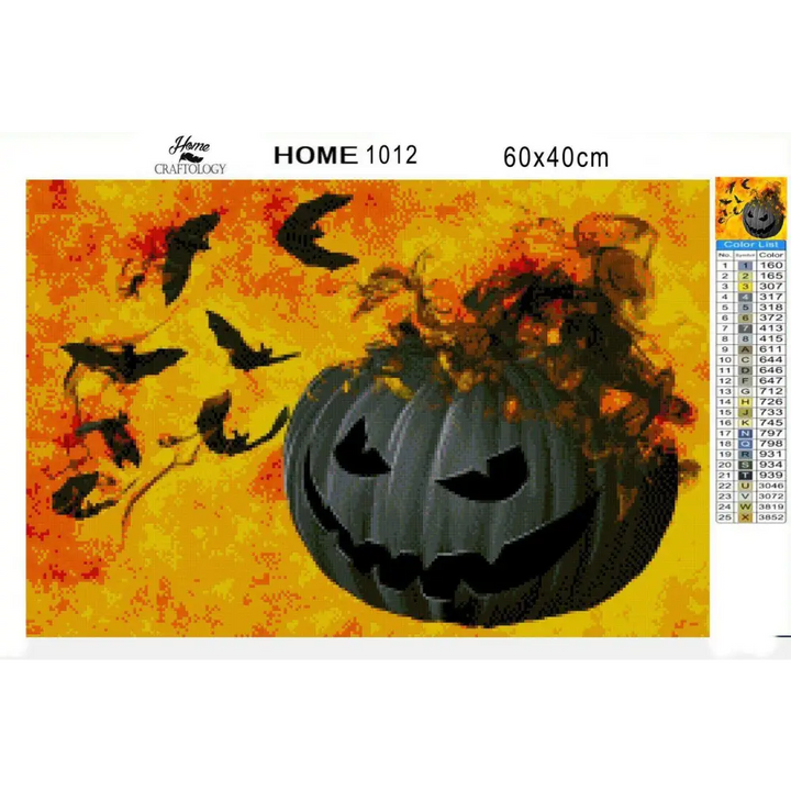 Pumpkin and Bats - Diamond Painting Kit - Home Craftology