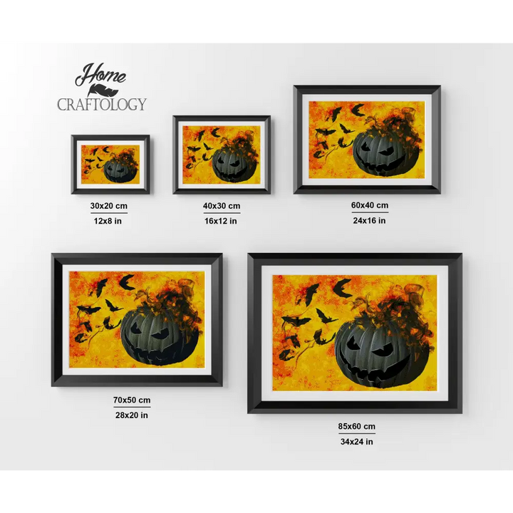 Pumpkin and Bats - Premium Diamond Painting Kit - Diamond Painting Kit