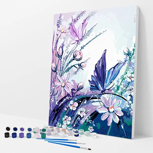 Purple Butterflies Kit - Paint By Numbers - 30x40cm / 12x16’’ / No Frame - Paint By Numbers