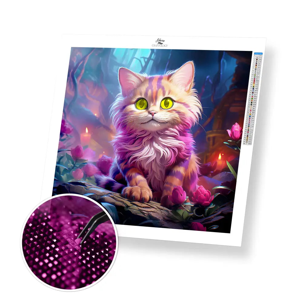 Purple Cat - Exclusive Premium Diamond Painting Kit - 20x20cm / 8x8’’ / Square (Most Popular) - Diamond Painting Kit