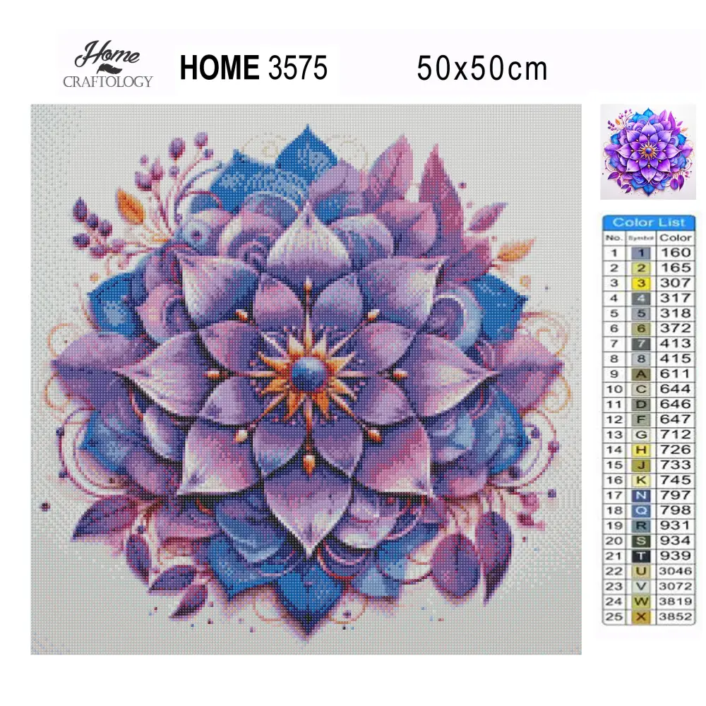 Purple Flower Mandala - Exclusive Premium Diamond Painting Kit - Diamond Painting Kit
