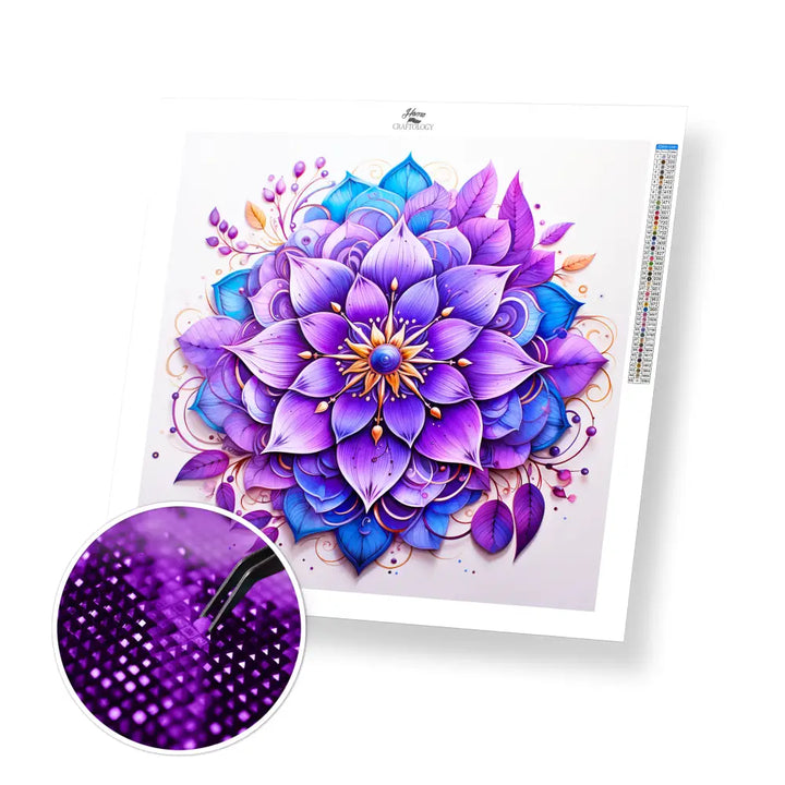 Purple Flower Mandala - Exclusive Premium Diamond Painting Kit - 30x30cm / 12x12’’ / Square (Most Popular) / No Frame
