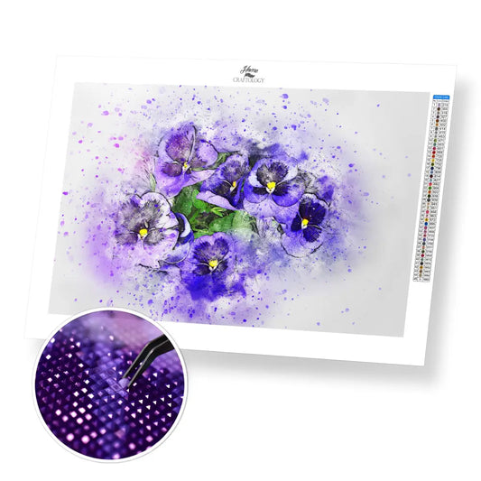 Purple Flowers - Premium Diamond Painting Kit - 45x30cm / 18x12’’ / Square (Most Popular) - Diamond Painting Kit