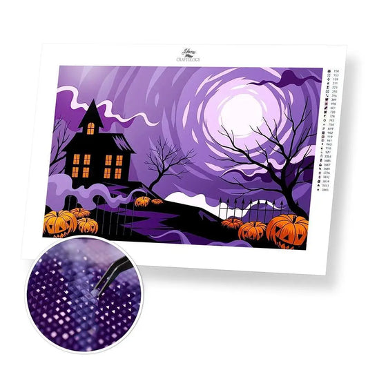 Purple Halloween - Premium Diamond Painting Kit - 45x30cm / 18x12’’ / Square (Most Popular) - Diamond Painting Kit
