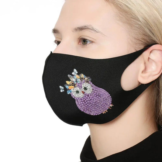 Purple Owl - Diamond Painting Face Mask - Face Mask