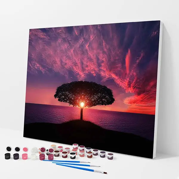 Purple Sunset Kit - Paint By Numbers - 30x40cm / 12x16’’ / No Frame - Paint By Numbers