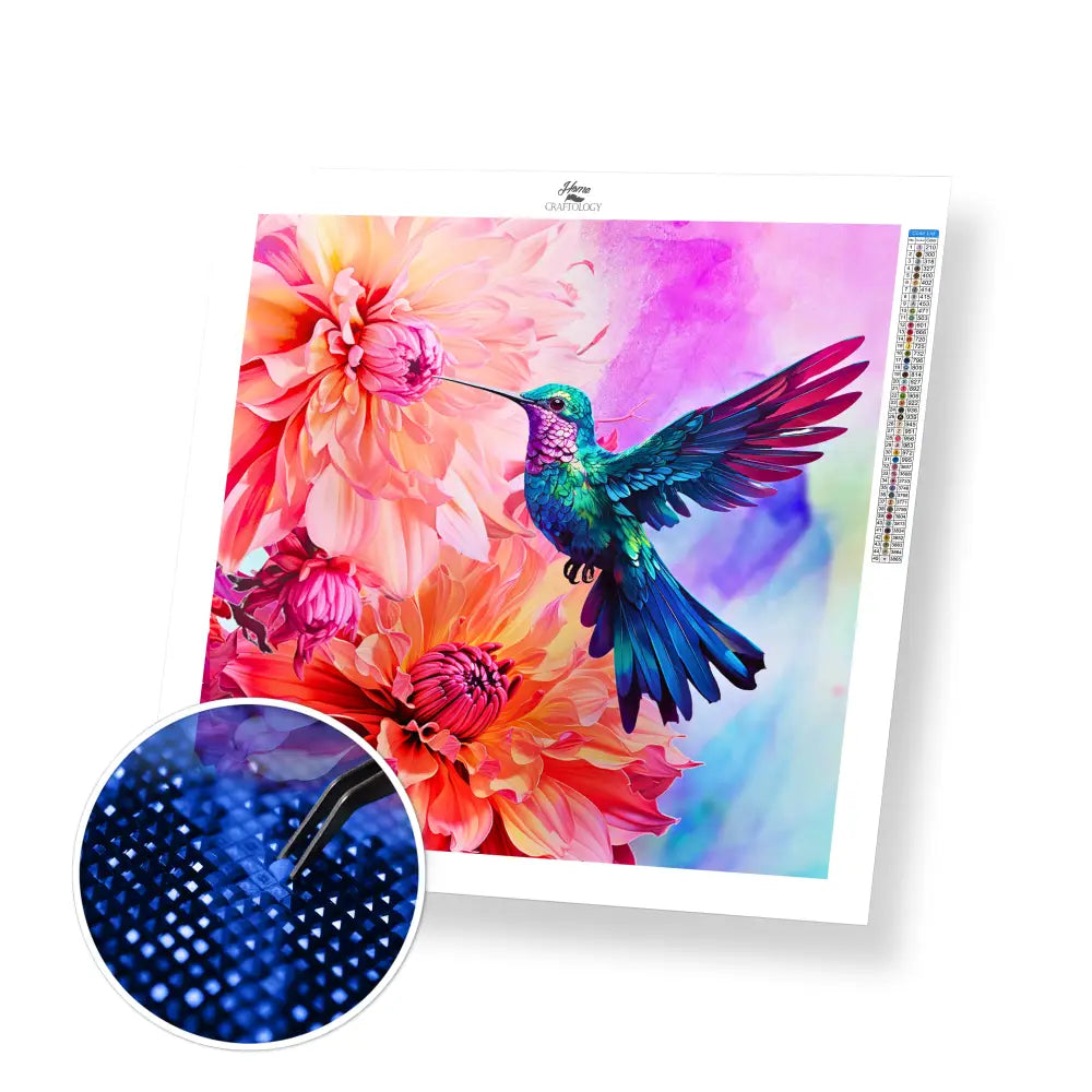 Radiant Hummingbird - Exclusive Premium Diamond Painting Kit - 30x30cm / 12x12’’ / Square (Most Popular) / No Frame