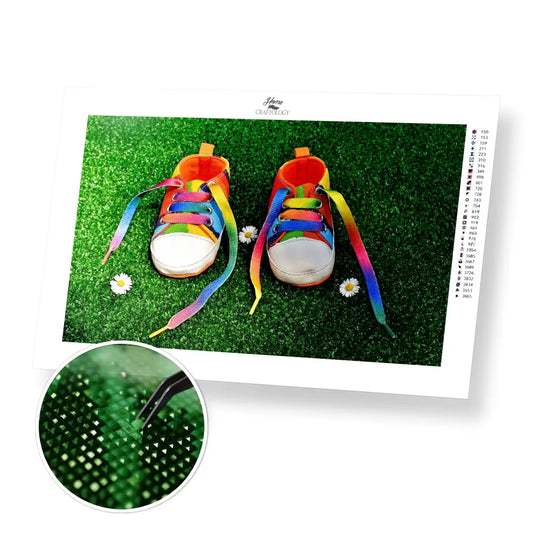Rainbow Baby Shoes - Premium Diamond Painting Kit - 50x30cm / 20x12’’ / Square (Most Popular) - Diamond Painting Kit