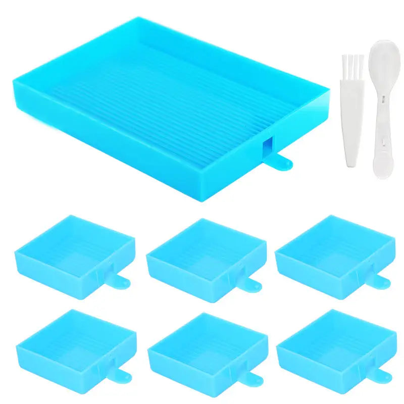 Rectangular Diamond Painting Tray - Blue - Diamond Painting Accessory