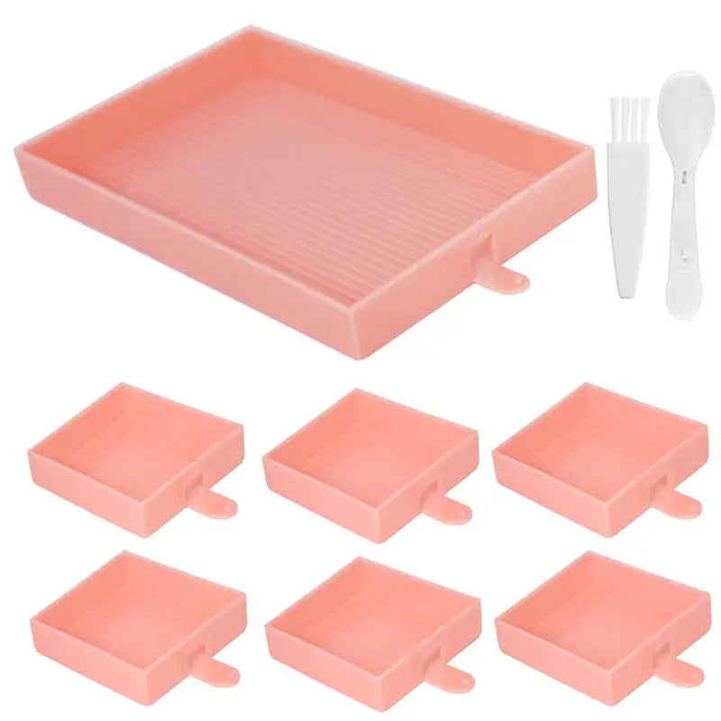 Rectangular Diamond Painting Tray - Pink - Diamond Painting Accessory