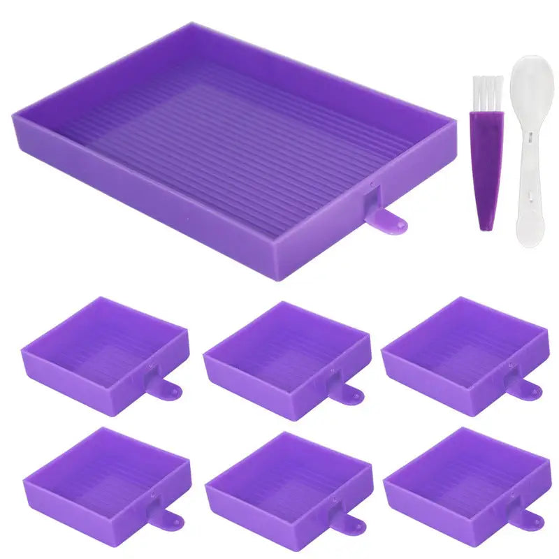 Rectangular Diamond Painting Tray - Purple - Diamond Painting Accessory