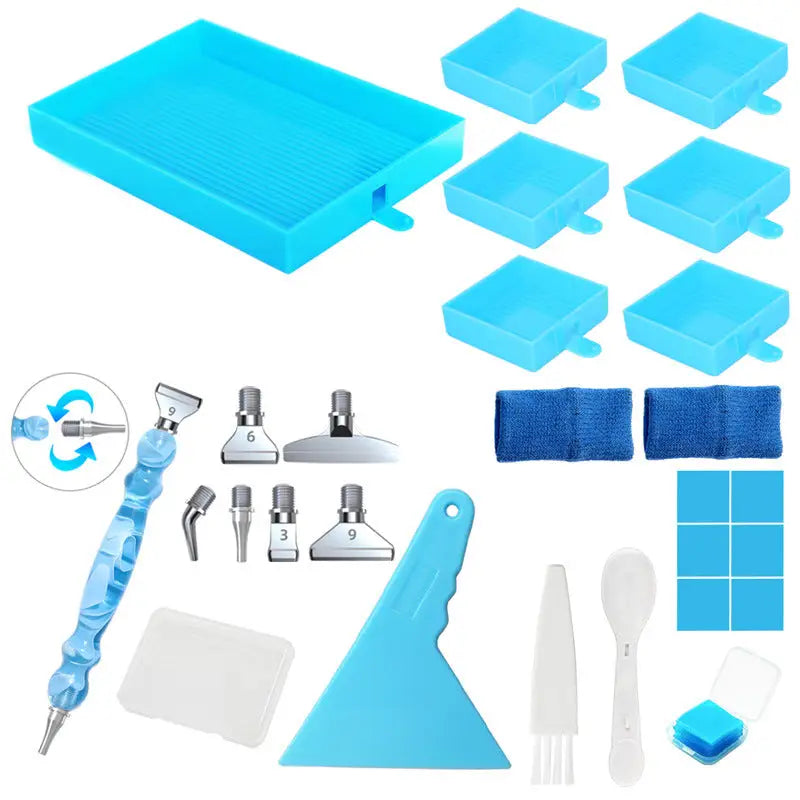 Rectangular Diamond Painting Tray with Pen Package - Blue - Diamond Painting Accessory
