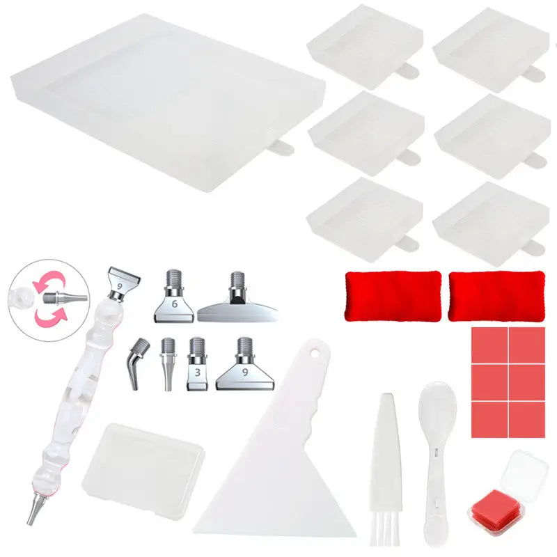 Rectangular Diamond Painting Tray with Pen Package - White - Diamond Painting Accessory