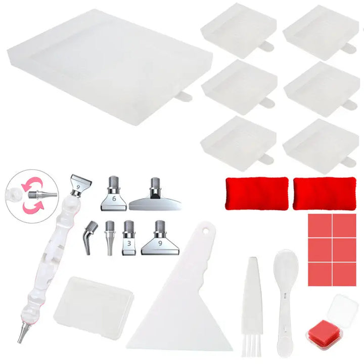 Rectangular Diamond Painting Tray with Pen Package - White - Diamond Painting Accessory