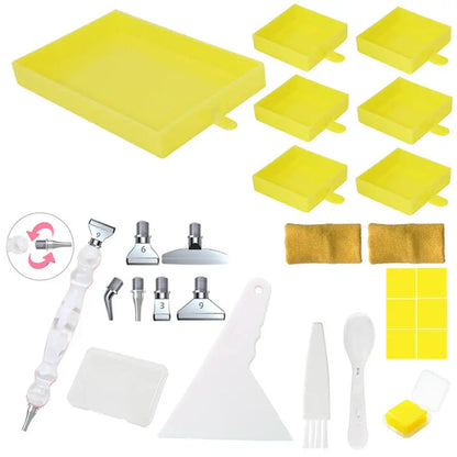 Rectangular Diamond Painting Tray with Pen Package - Yellow - Diamond Painting Accessory